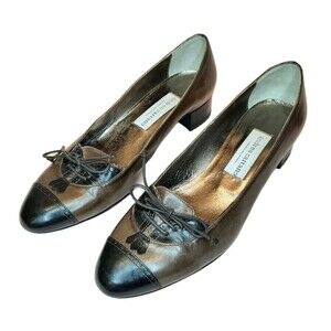 Andrea Carrano Shoes Black Brown Women Size 8 / 38.5 All Leather Made in Italy